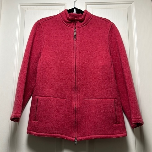 GEISSWEIN made in Austria 💯 Wool Full Zip Jacket Rose Sz 10 - Picture 1 of 8